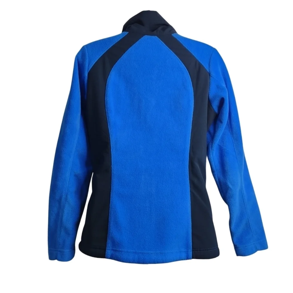 Columbia Women's Blue Black Full Zip Polar Fleece Jacket Side Panels Size Small - Picture 2 of 10